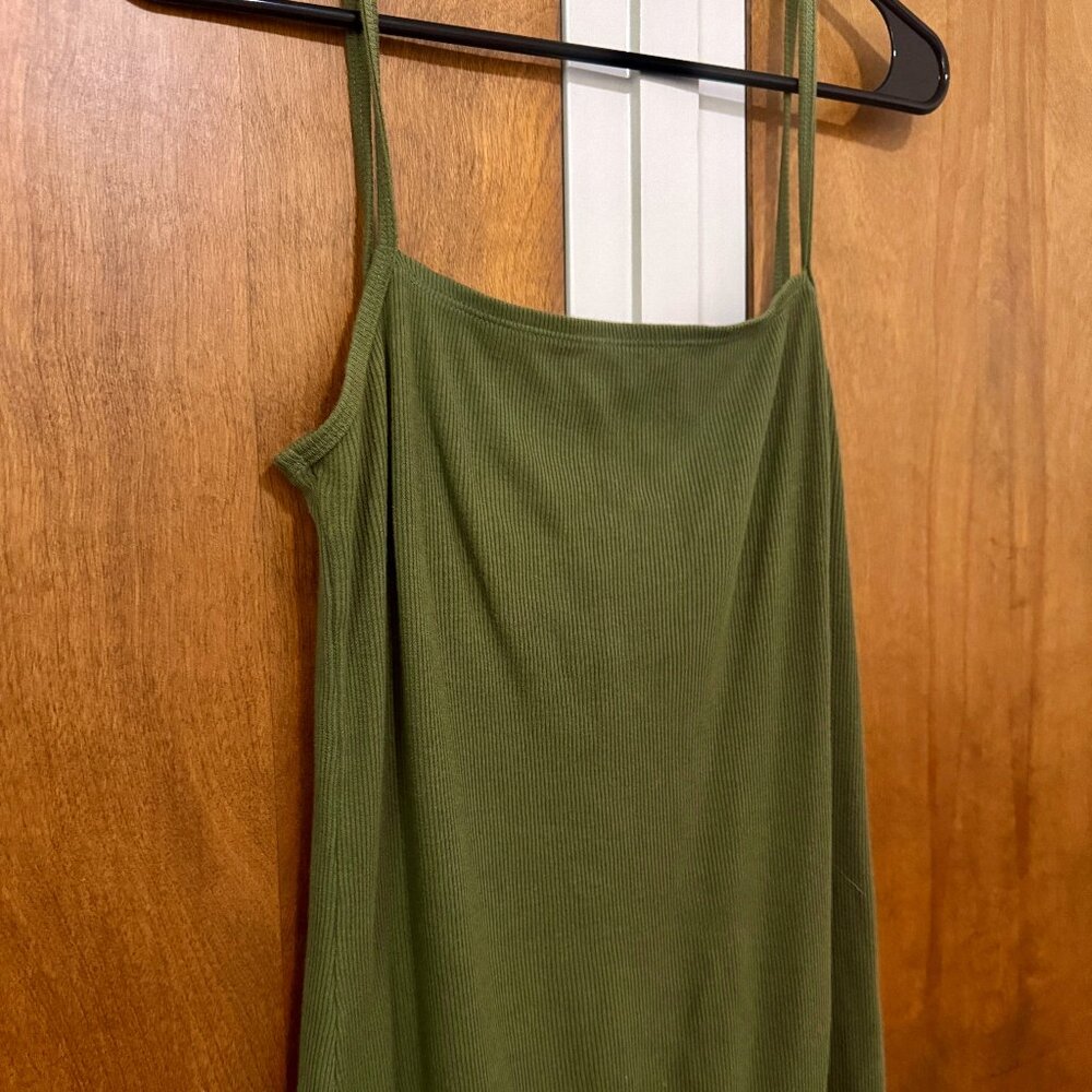 CK Soft Knit Slip Midi Dress Oliver Green Size Xs